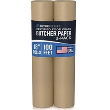 Brown Unbleached Butcher Paper Roll 18 Inch x 100 Feet Pack of 2 Butcher Sheets