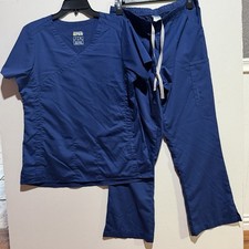 WonderWink Pro Women's Navy Blue Scrub Set Polyester Rayon Spandex Solid Size M