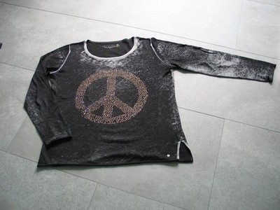 FROGBOX Pulli Pullover in schwarz grau mit Glitzersteinen in Gr. 44 eher 40 oder