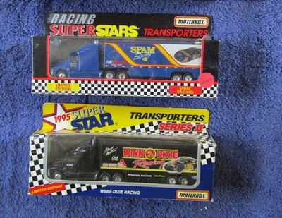 Lot Of 2 NASCAR MATCHBOX Haulers - SPAM Racing, Winn Dixie Racing  1:64 Scale