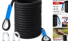 1in x 30ft Kinetic Recovery Rope 44000lbs Snatch Strap with 2 D-Ring Shackles 