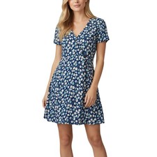 Madewell Blue Floral Button Wrap Mini Dress V-Neck Short Sleeve Women’s Size 2