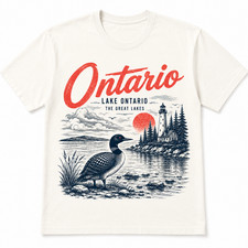 Lake Ontario T Shirt Vintage Loon Lighthouse ...