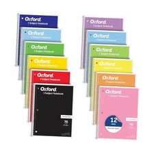  Spiral Notebook 12 Pack, Bulk College Ruled Spiral Notebooks for School, 1 