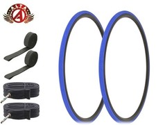 ALTA BICYCLE 700 x 23c LIGHTWEIGHT BLUE TOURING TIRES 60MM PRESTA TUBES 6pc .