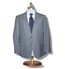 Ralph Lauren Men's 46R Two Button Blazer Jacket Sport Coat Gray Blue Glen Check
