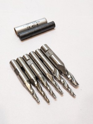Lot of 6 Tapered End Mills Mill  5° Degree HSS Machinist Tools Conical Weldon
