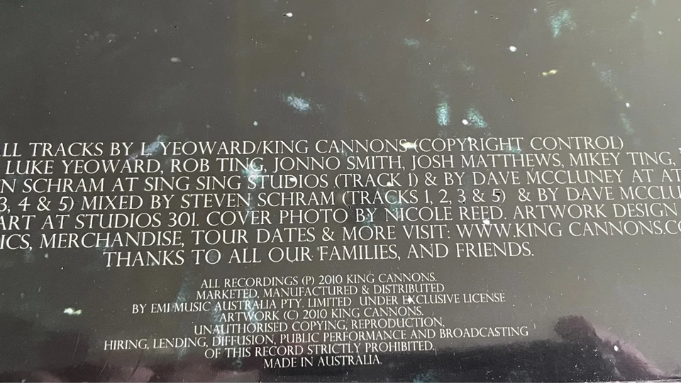 KING CANNONS - King Cannons Self Titled Rare 2010 Vinyl 10" EP New & Sealed - Image 2 of 3