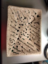 Decorative Rectangle Bowl Clay Signed Raymond 10x8