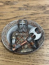 Tanside Norse Viking AXE 1994 Belt Buckle Tanside LTD Warrior Gold USA TAn 565