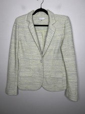 CAbi Blazer Womens Lemon Zest Ivory Multi Tweed Knit Pocket Office Size 8