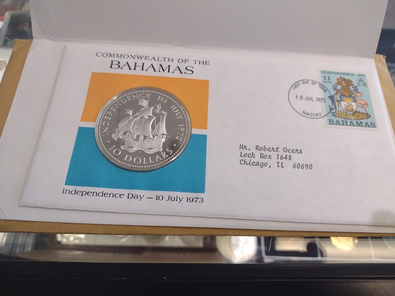 1973 The BAHAMAS Ship Santa Maria VINTAGE OLD Proof Silver $10 Coin  Very Nice 