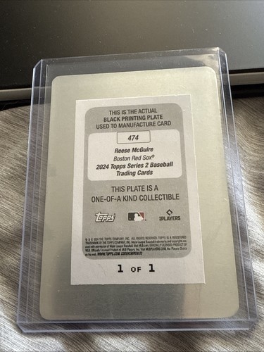 2024 Topps Series 2 Reese McGuire 1/1 Printing Plate Red Sox - Picture 3 of 3