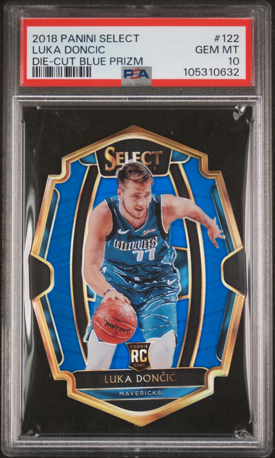 2018 Select #122 Luka Doncic Die-Cut Blue Prizm Rookie RC #'d /249 PSA 10