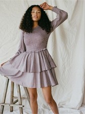 Christy Dawn Cecelie Tiered Long-Sleeve Dress Purple Winter Garden Size X-Large