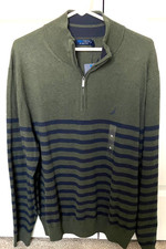 NAVTECH BY NAUTICA Men's Olive/Navy Quarter Zip Long Sleeve Sweater NWT