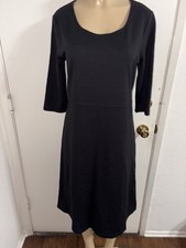 black 3/4-sleeve knit A-line or shift dress J.Jill Size M Petites Stretch