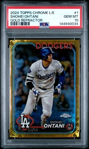 Shohei Ohtani 2024 Topps Chrome Logofractor #1 Gold MLB Refractor /50 PSA 10