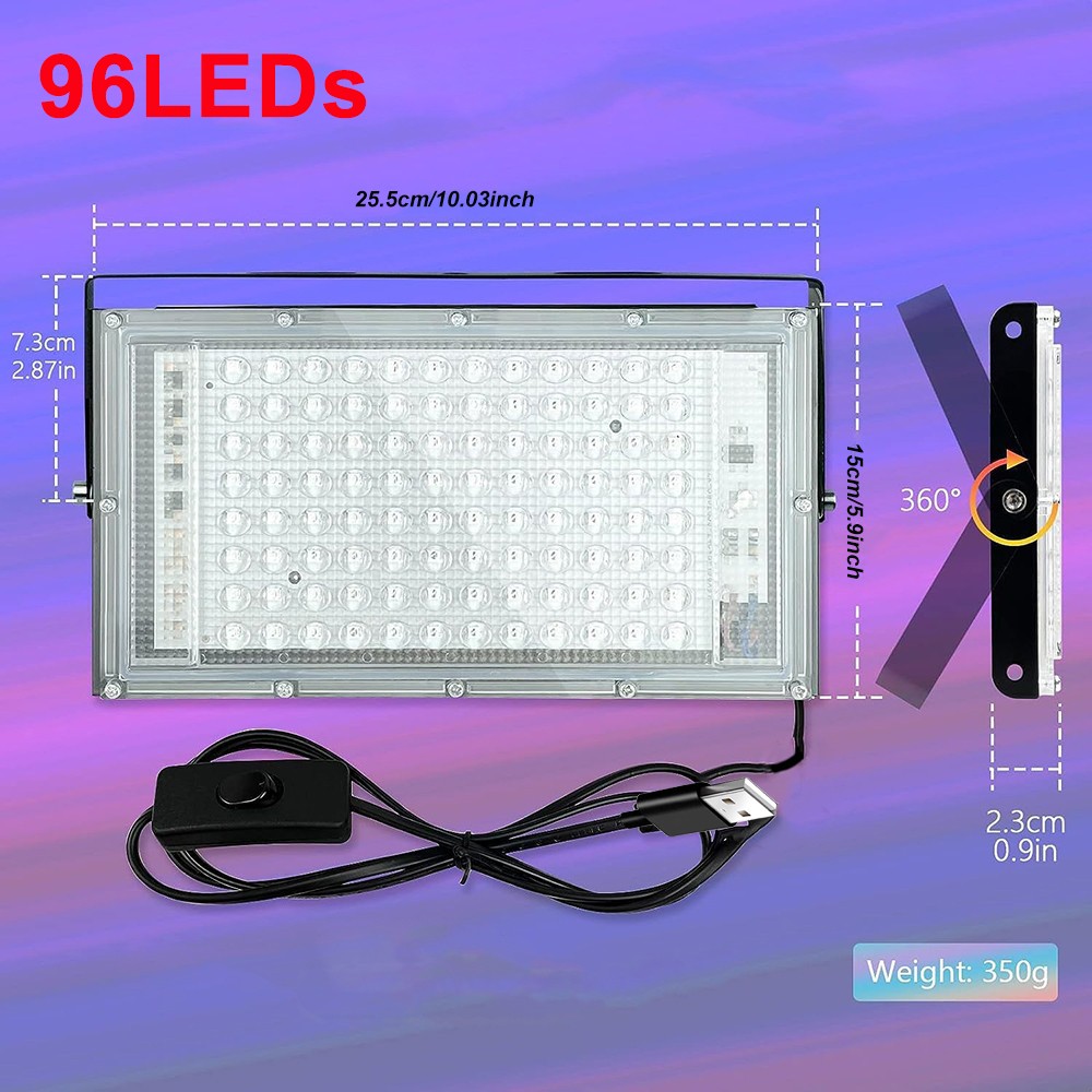 100W UV Black Light Bar LED Floodlight Stage Blacklight Party DJ Club Halloween