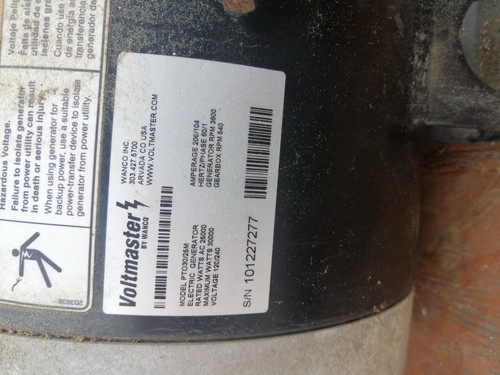 Voltmaster by Wanco PTO Electric Generator PT030/25M 