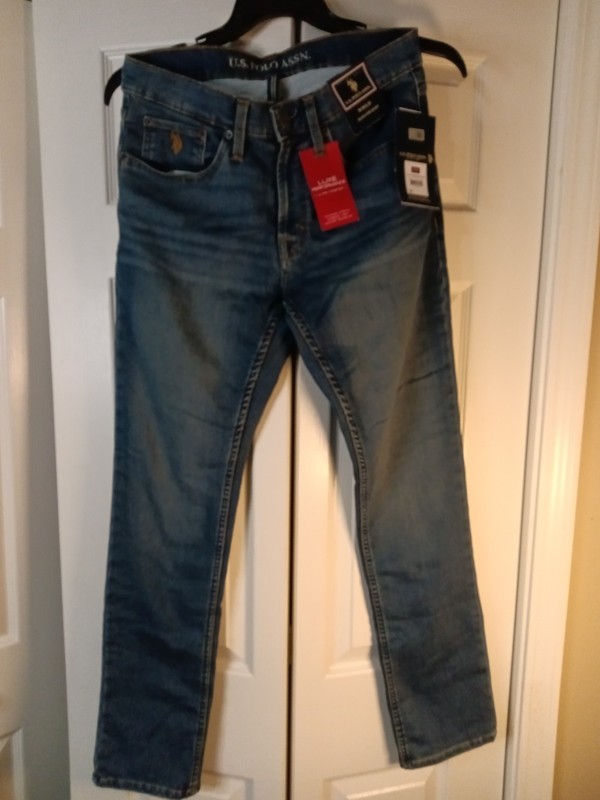 US Polo Assn Jeans Mens 30X32 Blue Slim Straight Stretch Denim NEW