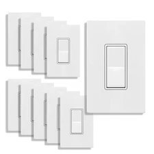 15 Amp Single Pole Decorator Rocker Light Switch with Midsize Screwless Wall Pla
