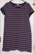 Talbots Womens Navy Blue Striped Short Sleeve Short Length T-shirt Dress Size LP