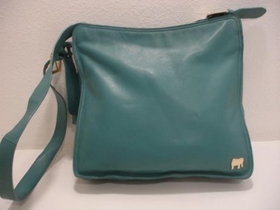 Mywalit Crossbody Teal Blue Leather Purse Bag Tote Tassel Gold Logo Satchel Zip