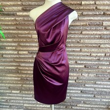 Eliza J. Purple Dress Plum Shiny Satin One Shoulder Cocktail Formal Glam Size 6