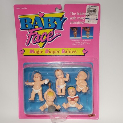 VTG Galoob Baby Face Magic Diaper 2'' Babies Color Changing Diapers 1991 NOS NIB