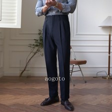 Mens Pants Business Formal Casual Slim Fit Straight Leg Pants Work Black Pants