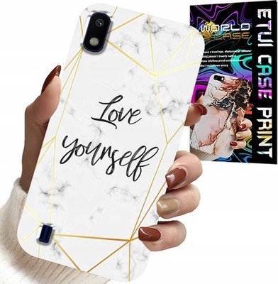 SAMSUNG A10 HÜLLE - WEISSER MARMOR MIT GOLDENEN RAHMEN LOVE YOU