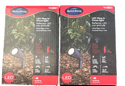 2 PACK Harbor Breeze 550 Lumen 5.3 Watt Plug in LED Flood Light #4108921 (NEW)