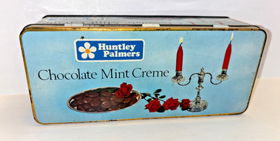 RARE Vintage Tin Chocolate Mint Creme Huntley Palmers Retro 9''x4''x3'' Candy Box