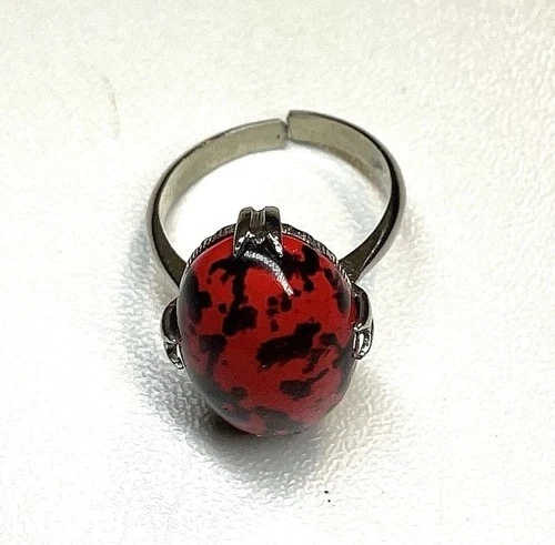 Vintage Antique Mahogany Ring Silver Red Obsidian Style Spider Japan Band 90s