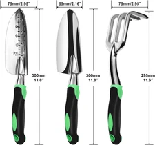 Garden Tool Set, 3 Pack Aluminum Gardening Kit - Hand Trowel, Transplant Trowel,