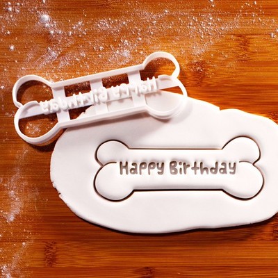 Happy Birthday Hundeknochen Ausstecher - Haustier Leckerli Party Hündchen Hund Bäckerei