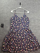 GAP Blue Floral Spaghetti Strap Mini Dress Summer Fit Flare Sundress Size M
