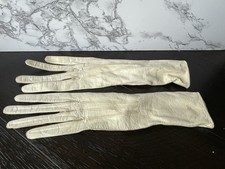 Vintage Antique Fownes France Ladies White Leather Gloves  Womens Girls
