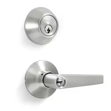 Stainless Steel Entry Door Handle Combo Lock Set with Deadbolt and 12 SC1 Keys T