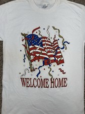 80s Welcome Home T-Shirt Adult Sz Medium American Flag Single Stitch Made In USA