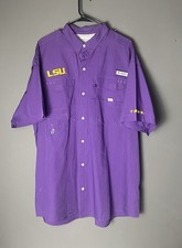 Columbia PFG LSU Tigers Fishing Shirt Men’s XL Purple Vented Embroidered