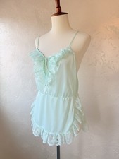 Vintage Seafoam Nylon Lace Camisole Top  Made in USA  Small Fairy