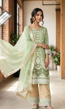 Unique Designer Slub Silk Salwar Kameez With Georgette Dupatta For Women