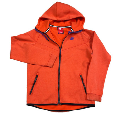 Nike Tech FLeece Hoodie Men Medium Orange Blue Full ZIp Performance Adult *