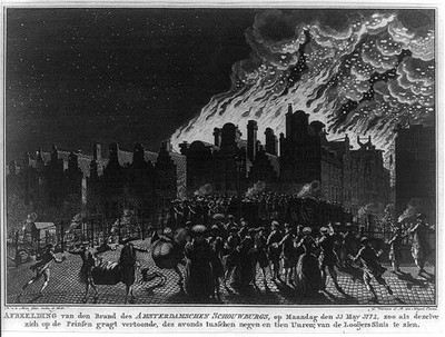 Afbeelding van den Brand des Amsterdamschen Schouwburgs,1772,Flames,Smoke