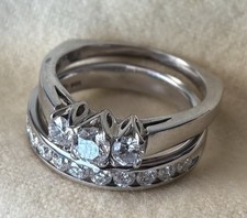 14K White Gold Diamond Bridal Set 2ct Engagement Wedding Ring Set Size 11