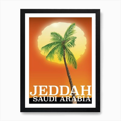 Jeddah Saudi Arabia Travel poster A Framed Wall Art Poster Canvas Print Picture