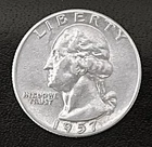 1957-P  25c SILVER  Washington Quarter  XF/AU      (R001)