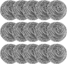 15 Pack Steel Wool Scrubber, Metal Kitchen Scrubbing Sponges, Dishwashing Scouri